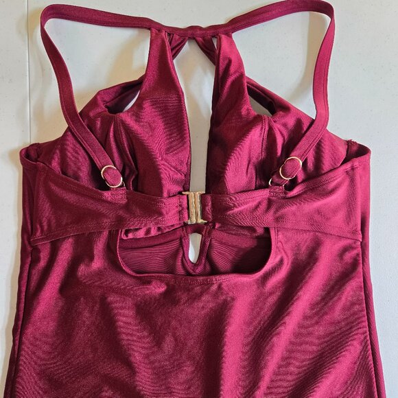 725-18 City Chic Merlot Cancun Underwire One-Piece Swimsuit Size S (16) - Picture 6 of 12